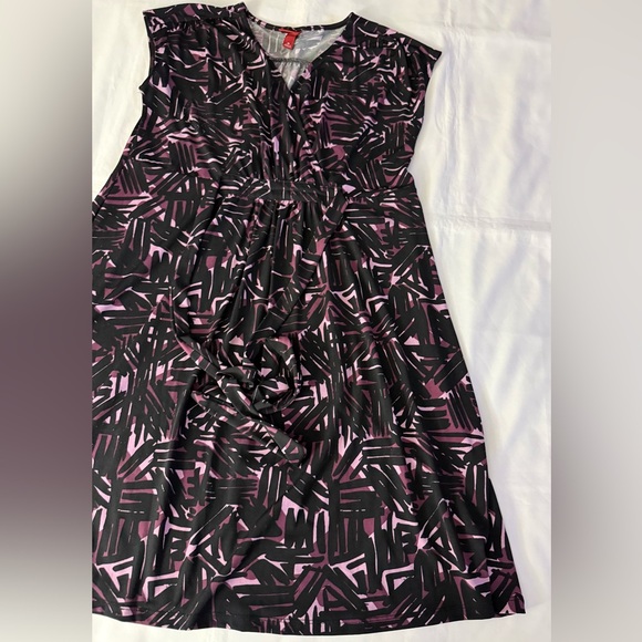 Merona Sleeveless Patterned Black & Purple Flowy Dress - Picture 3 of 13